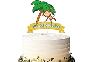 Glitter Monkey Cake Decoration: A Touch of Safari on Your Birthday Cake