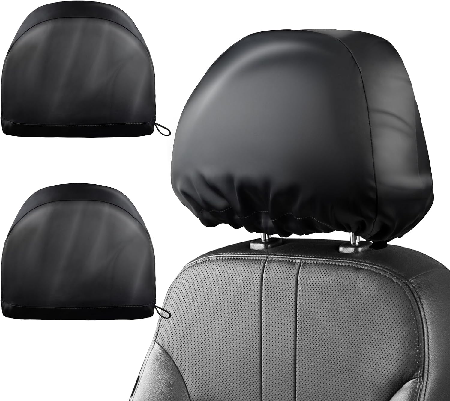 Headrest Covers for Cars Satin Universal Car Headrest Covers 2pcs for Hair Protection Adjustable and Reusable Anti-Dirty Flexible Hear Rest Cover for Auto Cars Trucks Black