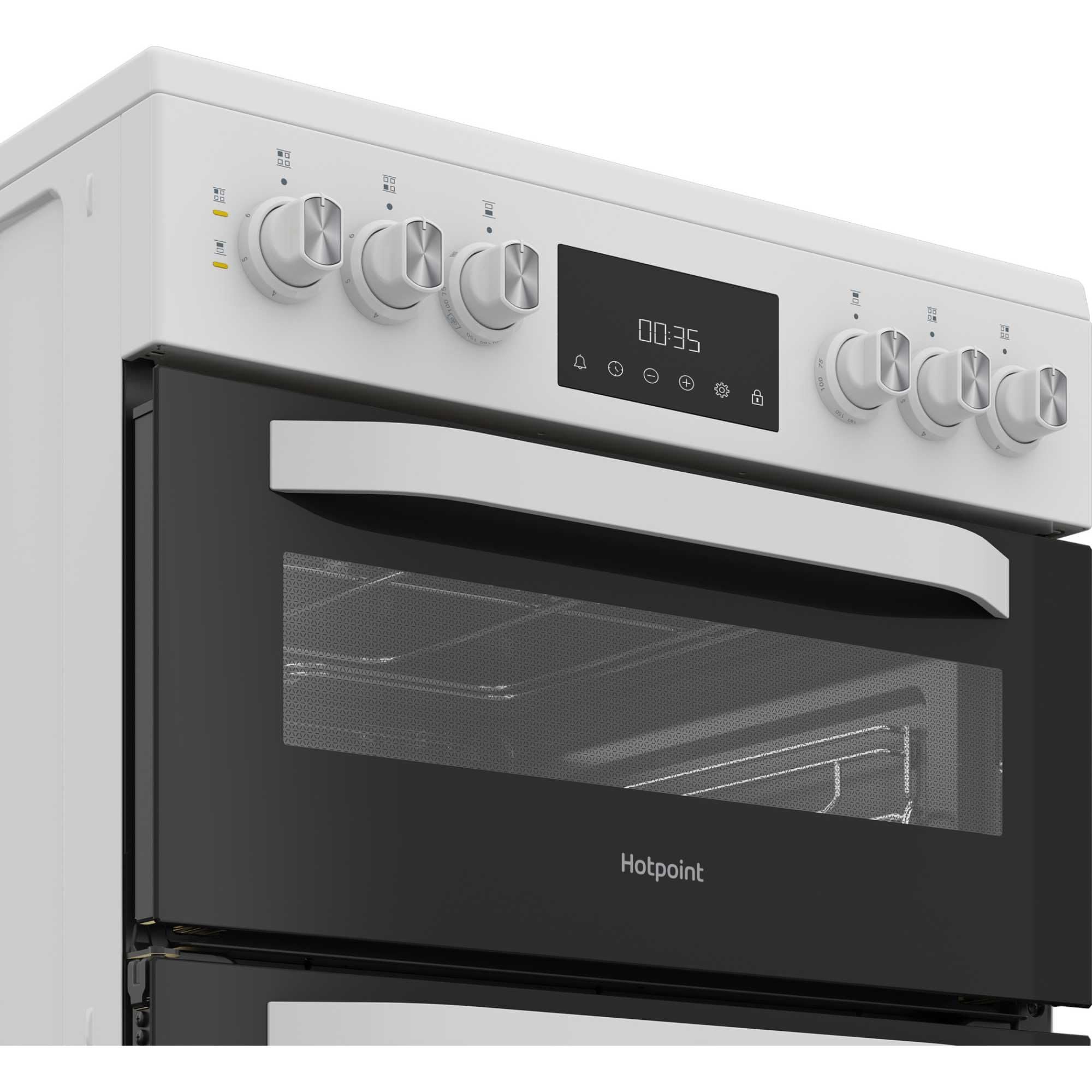 Hotpoint HDE6VDW 60cm Electric Double Cooker with Multiflow - White — view 2