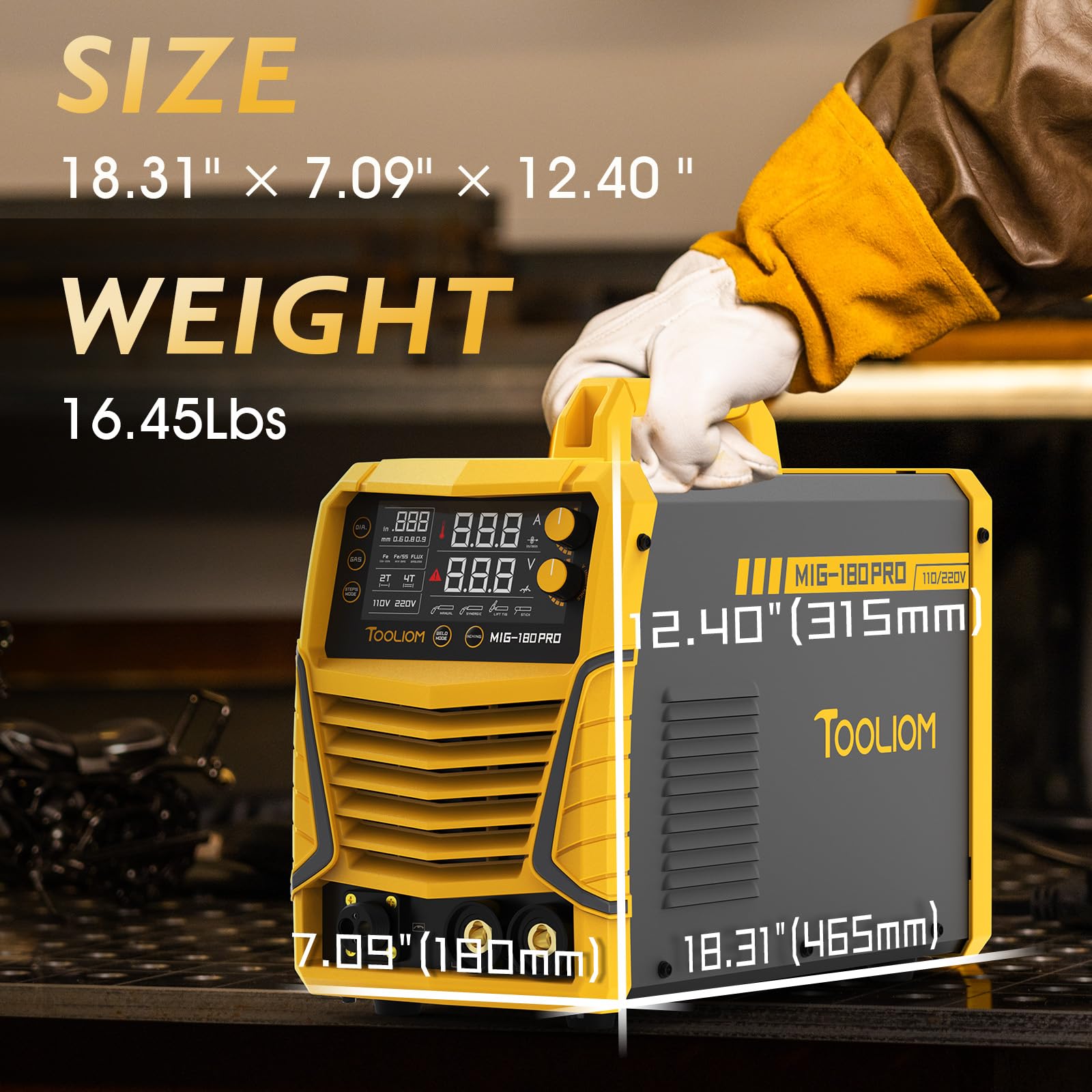 TOOLIOM Kit de soldador MIG 4 en 1 de 180 A 110/220 V con antorcha TIG de elevación