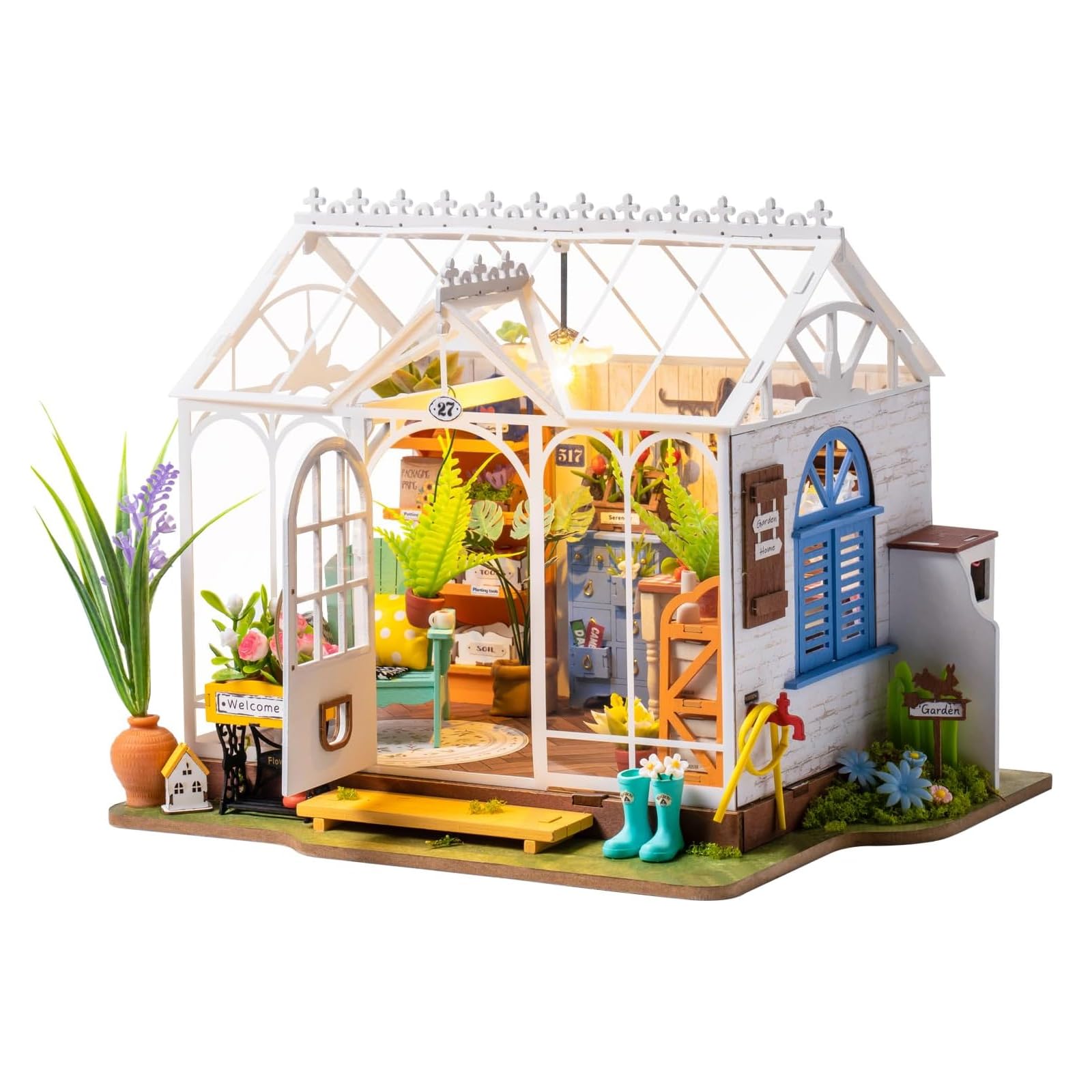 Sponsored Ad – Tazweeq DIY Miniature House Kit, Mini Dollhouse Kit, Build 9.6" Greenhouse Diorama Kit Building Set with LED Room Hobby Craft for Aduls Uniue Gifts for Teens (Dreamy Garden)
