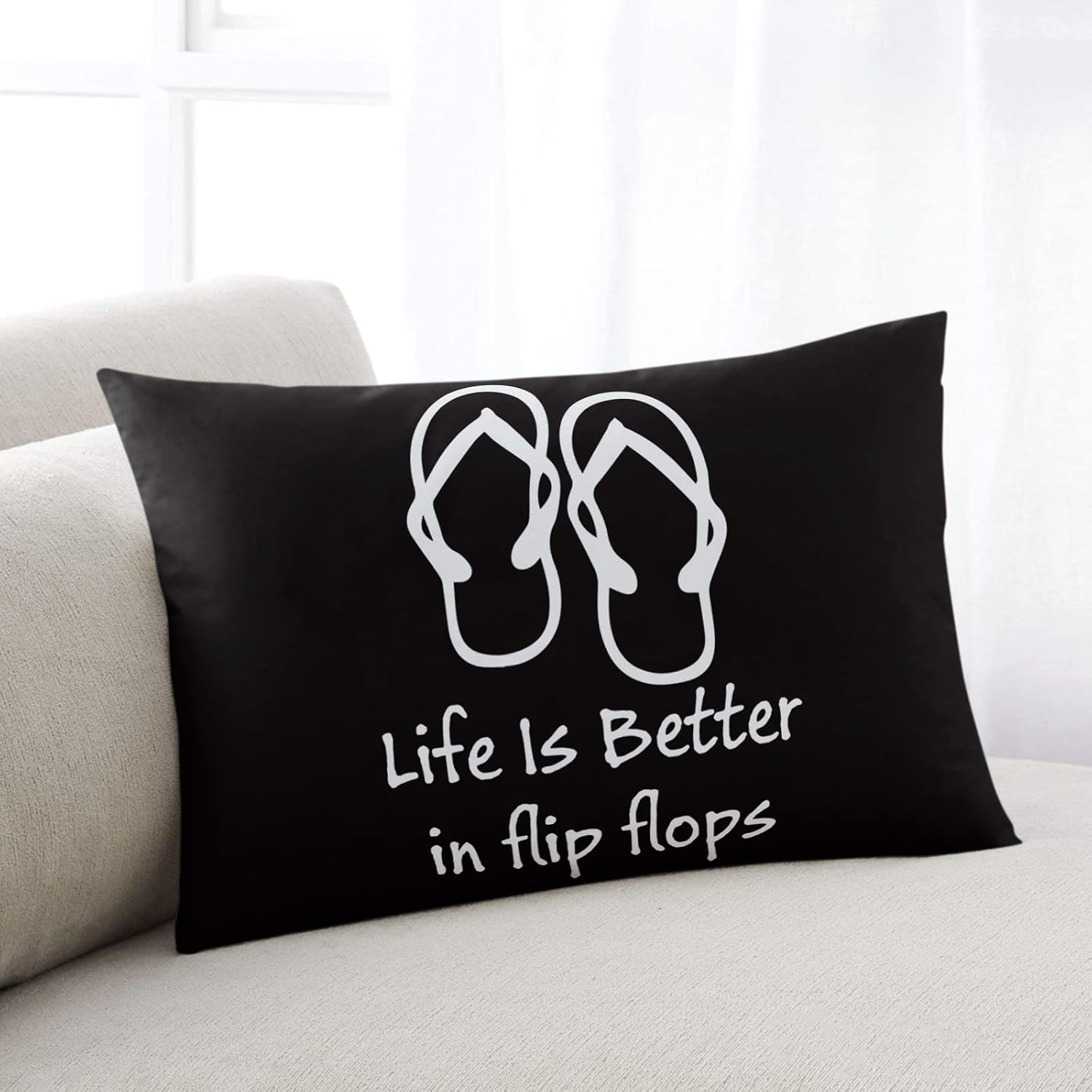 T&H XHome Pillow Covers 24x36 Inch - Body Beach Slippers Life is Better in Flip Flops Soft Brushed Microfiber Pillowcases with Hidden Zipper Closure Bed Pillow Shams for Bedroom Sofa Car