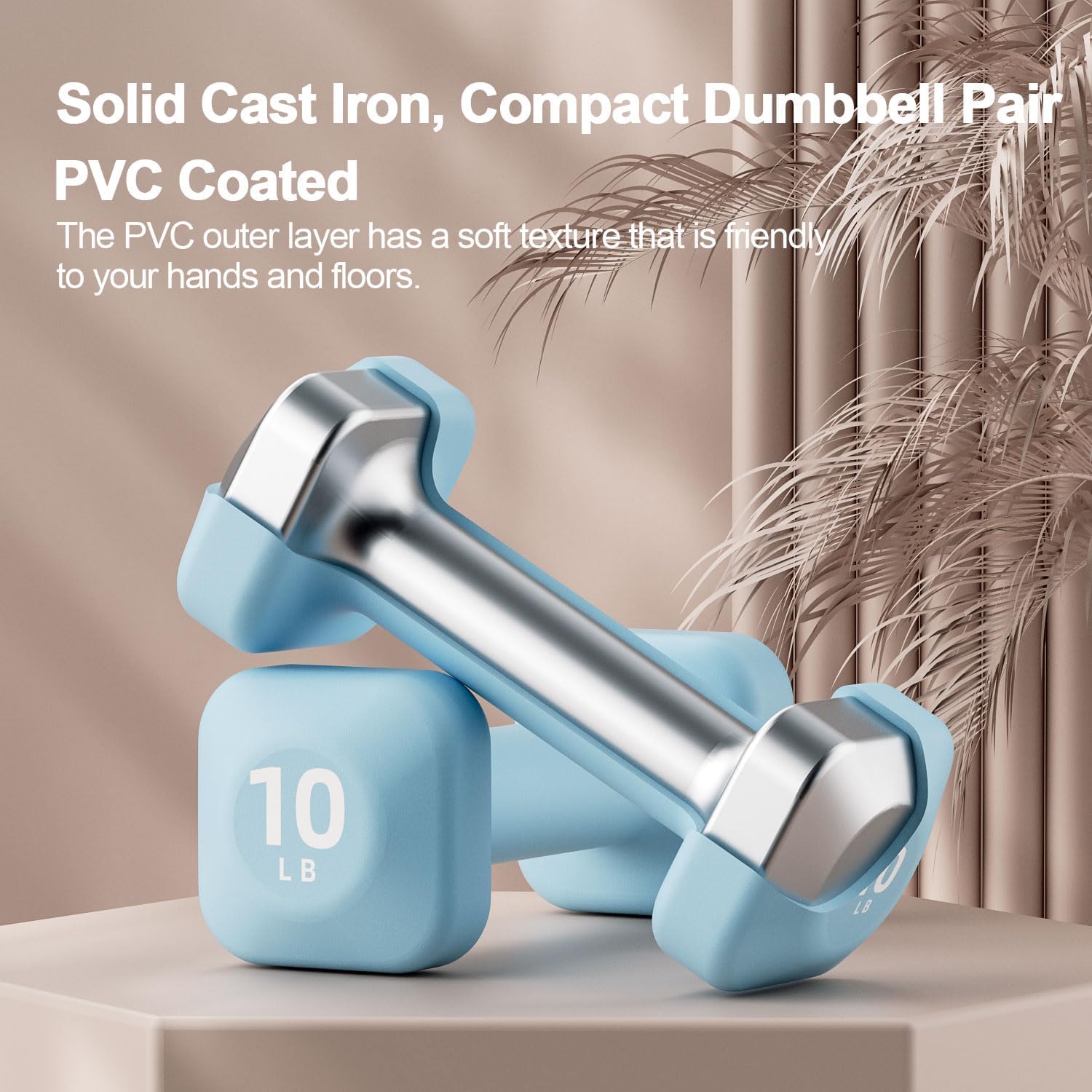 SafeGrip Square Dumbbells Weight, Non-Slip Grip & Anti-Roll Design, Heavy Duty Free Weights for Home Gym, Strength Training, Weight Lifting, HIIT Workouts - Thick Ergonomic Handle for Men & Women (2-20lbs)