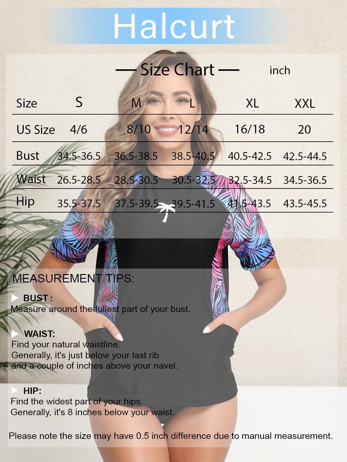 Halcurt Women's Short Sleeve Swim Shirt Rash Guard Swimsuit Top Only UPF50+ Sun Protection Bathing Suit - Image 6