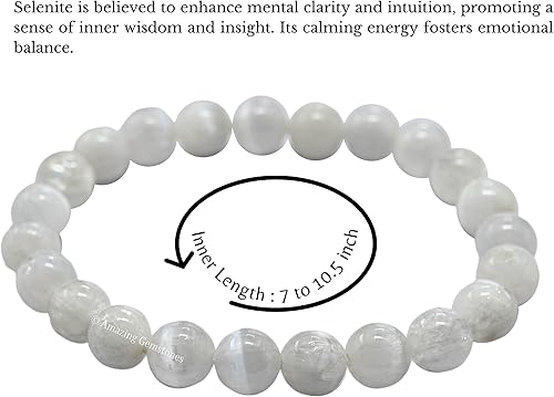 Vista 602 de Amazing Gemstone Crystal Bracelet for Women Men's Gifts - Protection Healing Crystal Bracelet - 8mm Gemstone Beaded Stretchable Bracelet Pulseras