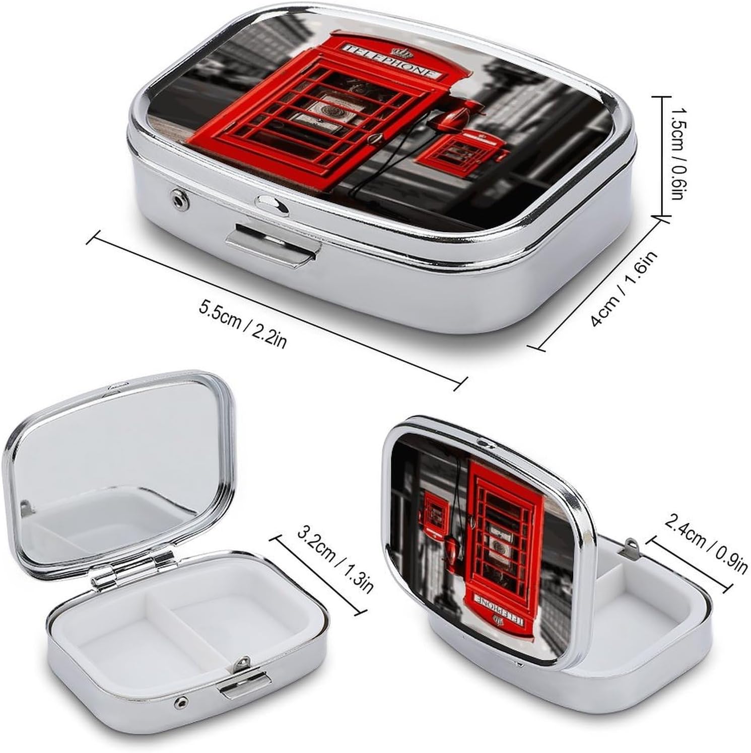 England UK Retro London Telephone Travel Pill Organizer Pill Case image 2