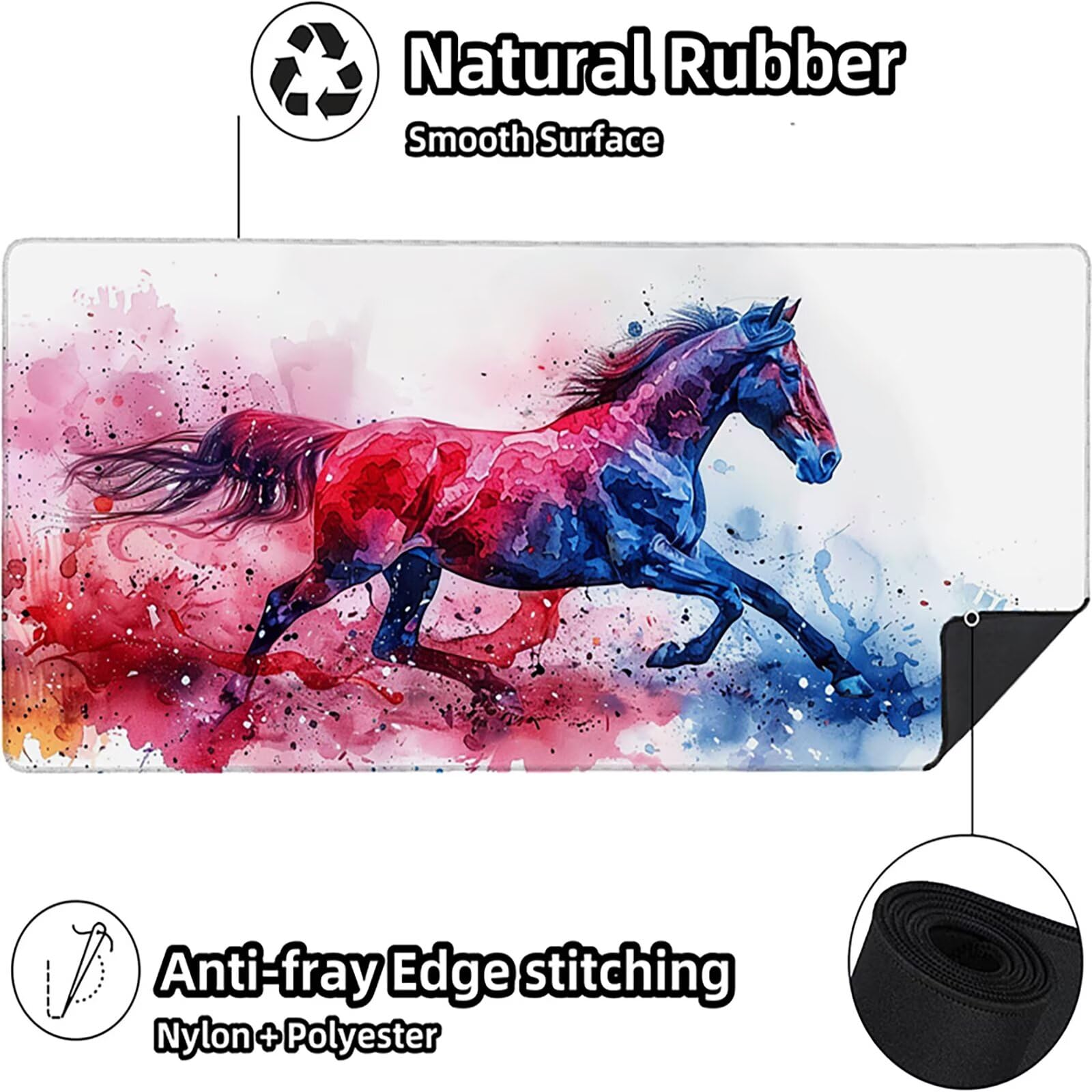 Caballo Alfombrilla Ratón Gaming XXL 1500 x 800 mm, Alfombrilla Gaming Color Mousepad con Base de Goma Antideslizante, Impermeable Desk Mat para Teclado y Raton, Accesorios Gaming, Regalos 4-M