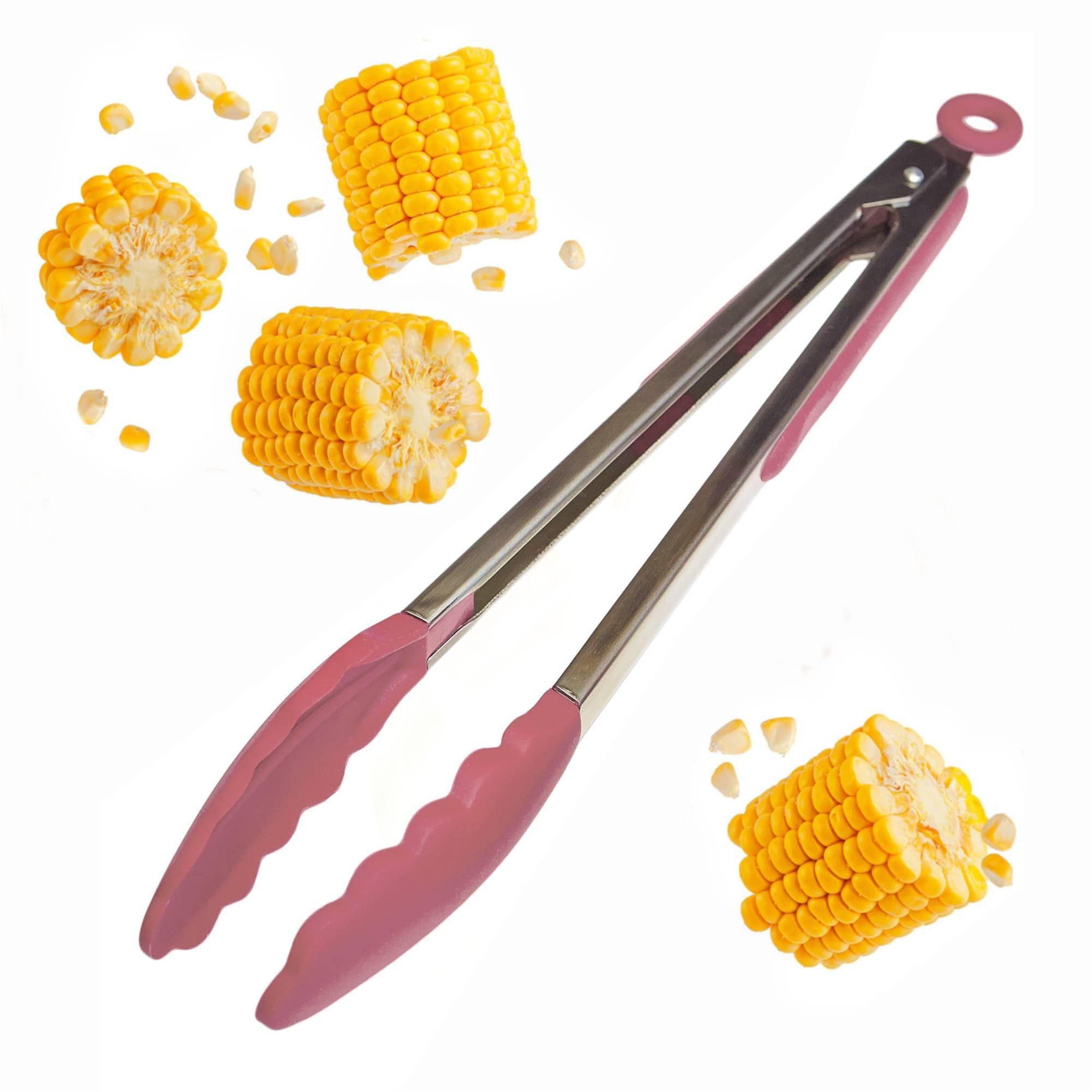 StarPack Pinzas de cocina de silicona de alta calidad de 12 pulgadas, acero inoxidable con puntas de silicona antiadherentes, alta resistencia al calor hasta 600 °F, para cocinar, servir, parrilla,