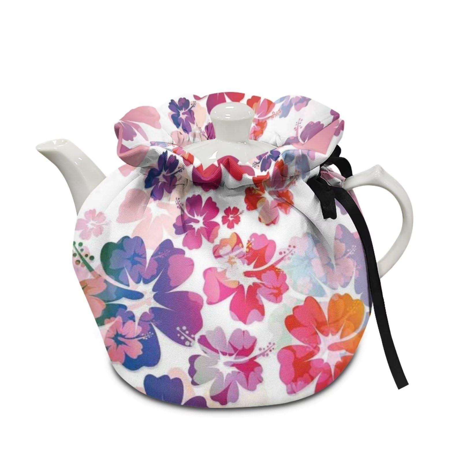chaqlin Art Flower Tea Cozy for Teapot,Stylish Floral Print Teapot Dust Cover Insulated Tea Cosy Teapot Warmers Portable Cute Tea Cosy Tea Pot Protective Bag,Kitchen Accessories