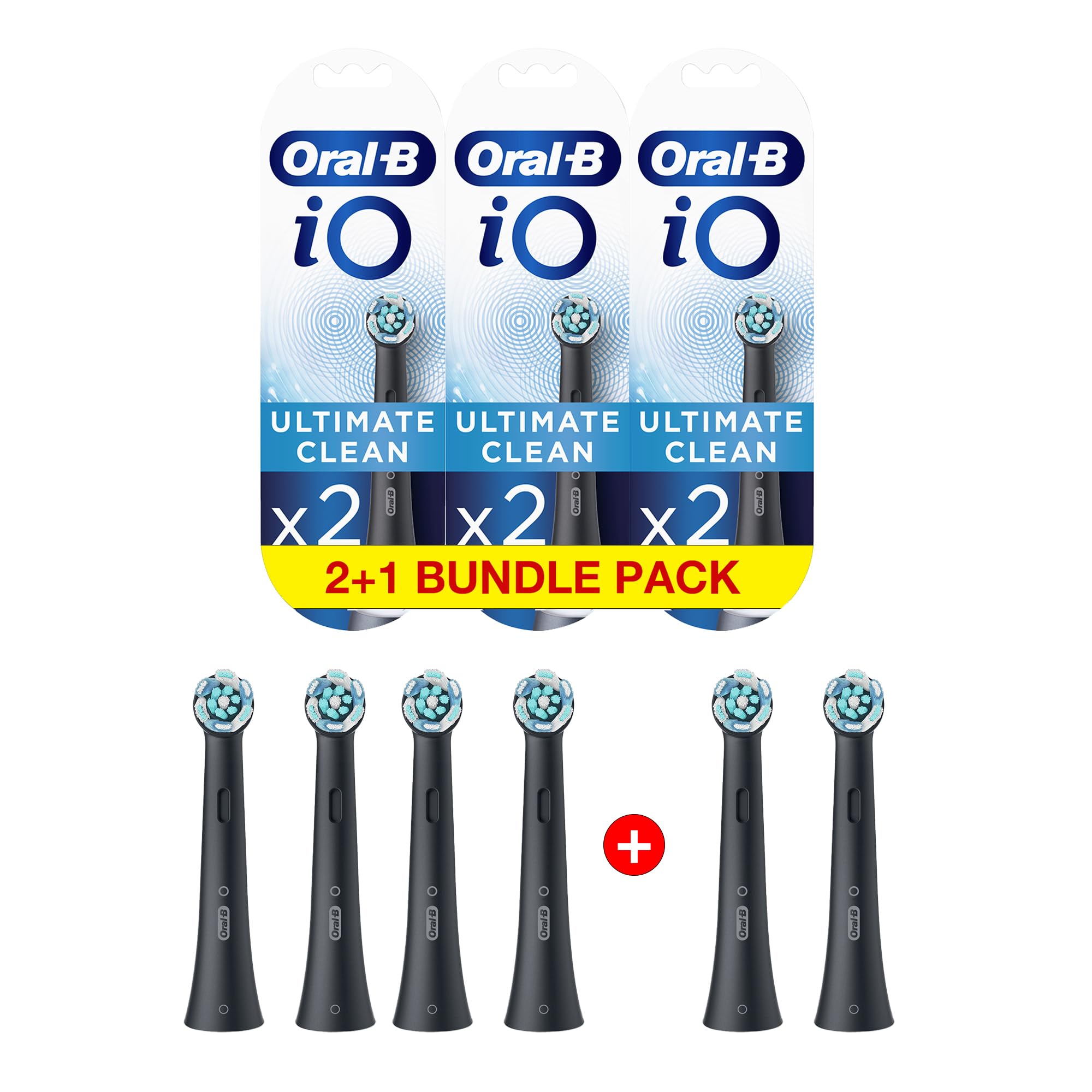 Oral-B iO RB CB-2 x 3 Set - 6 Brush Head Set - Ultimate Clean Replacement Brush Heads Refill for Electric Rechargeable, Black