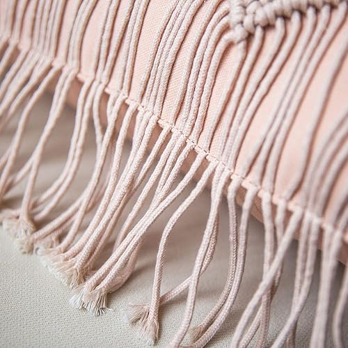 Miniatura 3 de Phantoscope Almohada de macramé de algodón hecha a mano con simetría 3D tejida a ganchillo, estilo bohemio, cojín decorativo para sofá, sofá, rosa,