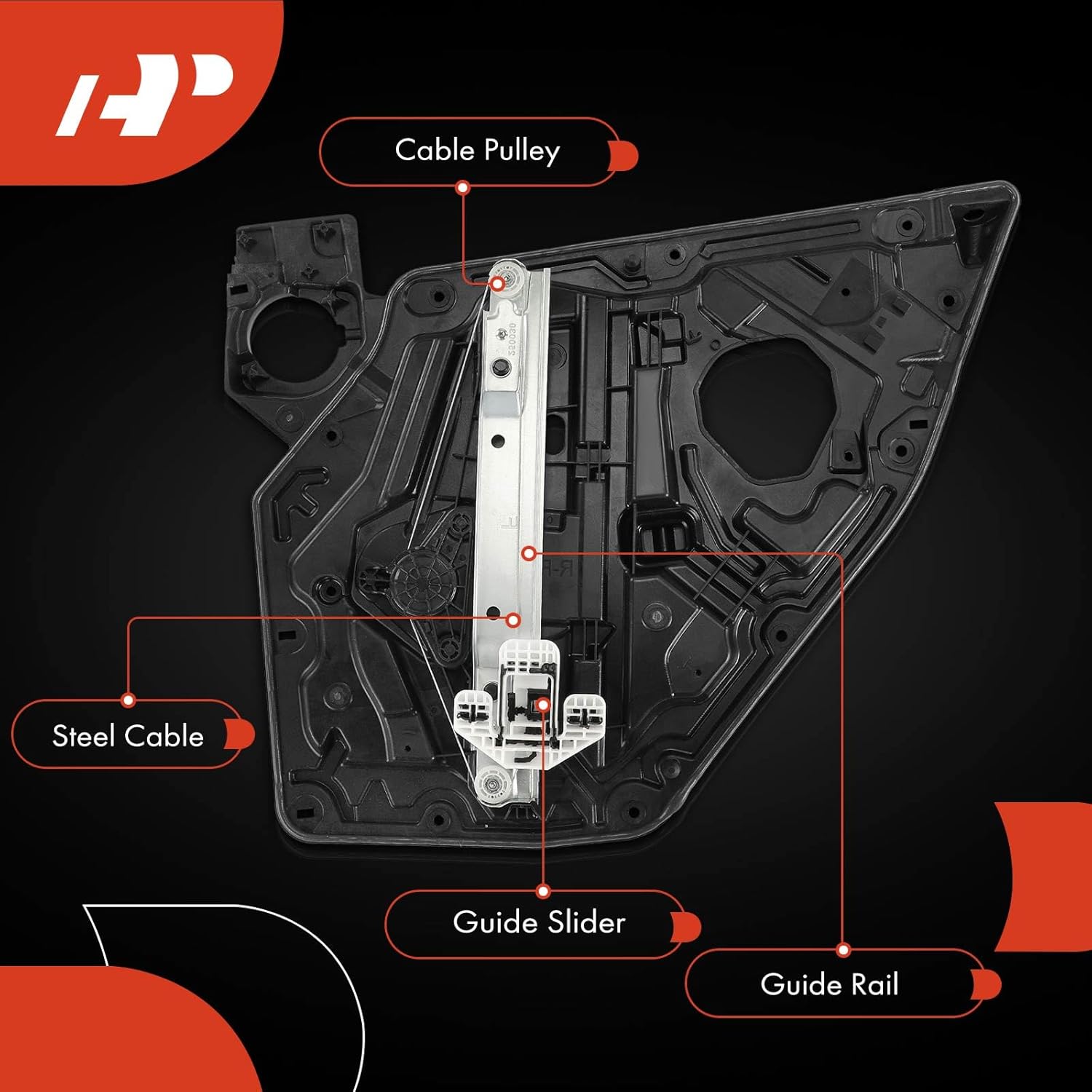 A-Premium Electric Power Window Regulator Without Motor Compatible with Dodge Charger & Chrysler 300, 2011-2021, Rear Left Driver Side