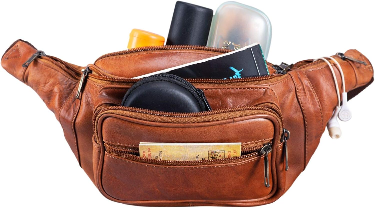STILORD "Maverick" Leather Fanny Pack Shoulder Bag Camera Bag Mobile Phone Travel Festival Trekking Ladies Men Soft Leather Colour:Shiny Cognac Brown - Image 3