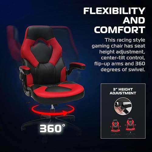 Miniatura 4 de RESPAWN 3085 Ergonomic Gaming Chair for Adults, High Back Office Chair with Headrest and Flip Up Arms, Leather Racing Style Gaming Seat with Lumbar