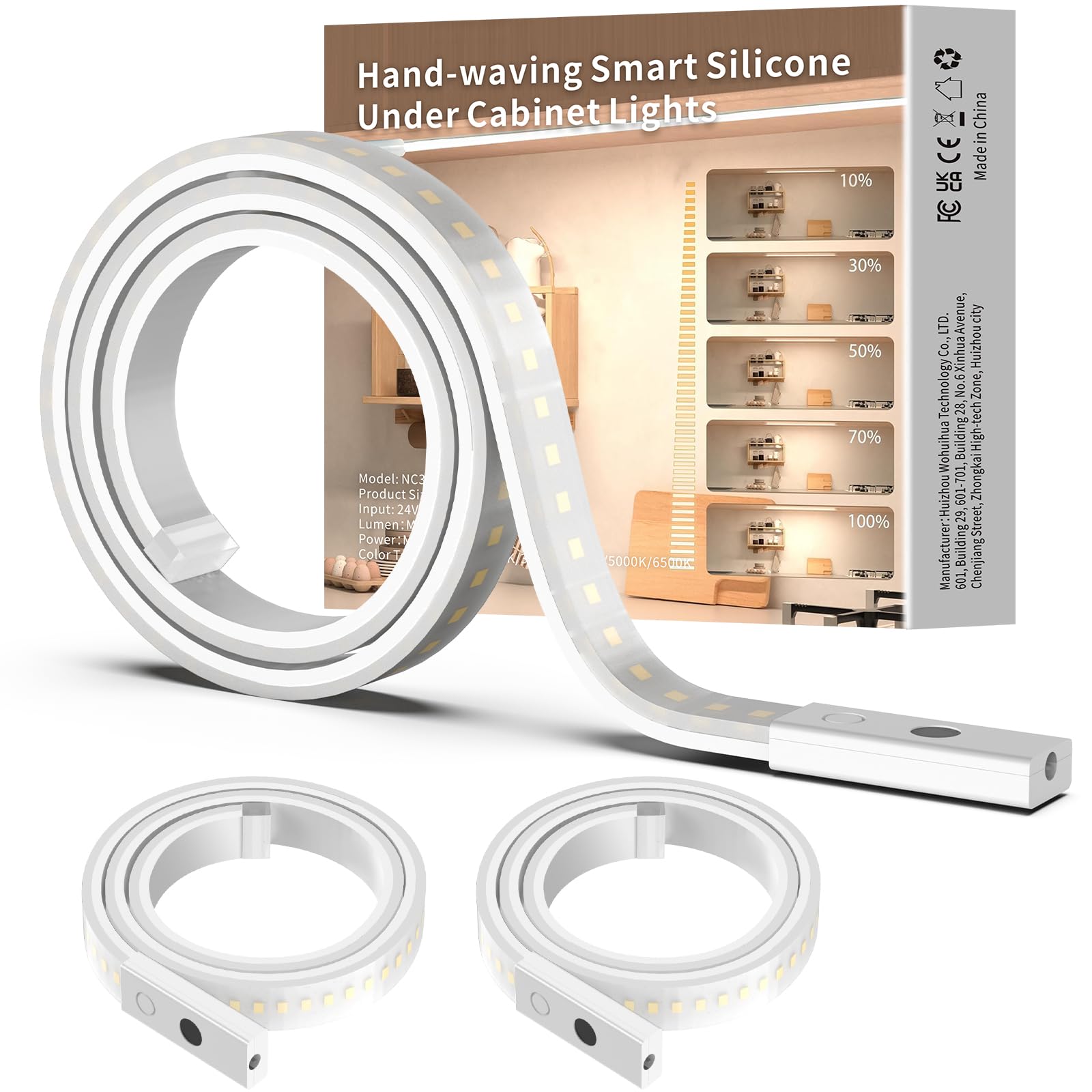 SIBI LIGHTING Lampada da incasso a LED, 3 pezzi, 1 m, dimmerabile, per cucina, autoadesiva, flessibile, in silicone, con alimentatore da 24 V, per cucina, ufficio, camera da letto