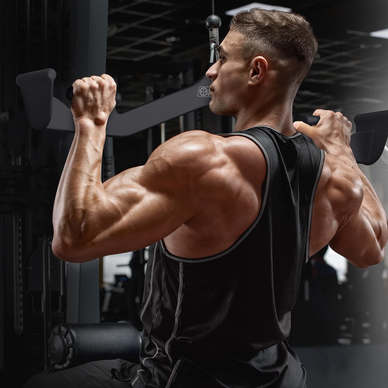 POWER GUIDANCE Maniglie per tiraggio, cavi di trazione, barra di trazione, maniglia per remi, bicipiti, tricipiti, maniglie per culturismo, sport di forza, fitness