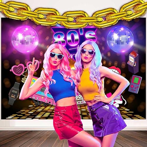 Miniatura 3 de Sensfun Telón de fondo de fiesta de los años 80 de regreso a los años 80 retro discoteca club nocturno neón cumpleaños fotografía fondo Hip Hop Rock