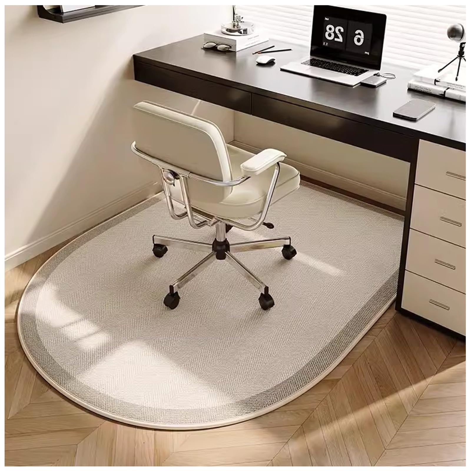 Alfombrilla antideslizante para silla de oficina de caucho termoplástico amarillo para suelos de madera dura y moqueta, 90 x 60 cm, insonorizada, fácil de limpiar, ruedas que se deslizan fácilmente