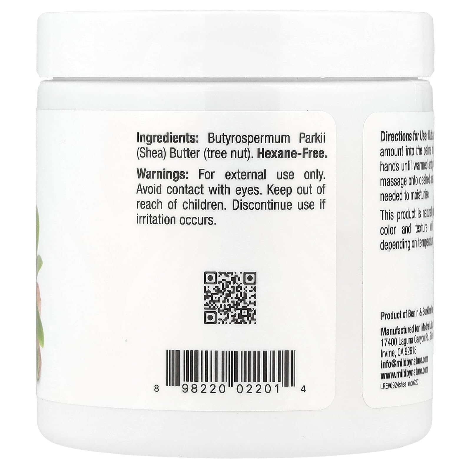 Mild by Nature Moisturizing Shea Butter, 7 oz (198 g)