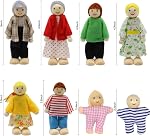 Lovely Happy Dollhouse Ensemble de Poupées Famille 8 Figures en bois Petits gens pour les enfants