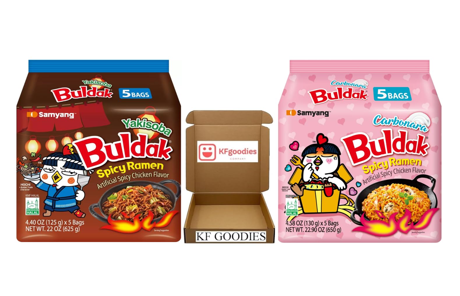 Samyang Buldak Hot Spicy Chicken Ramen Noodle Korean Stir-Fried Ramen (10, Yakisoba, Carbonara)