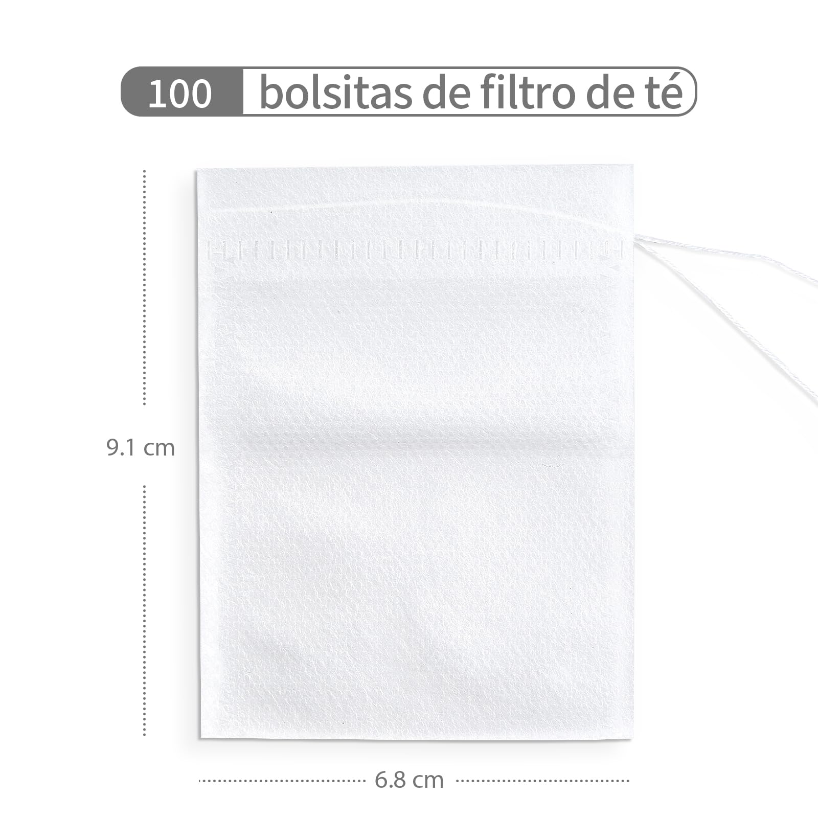 Bolsitas de Té Desechables para Rellenar con Cordón de Cierre 7 x 9 cm, Blanco