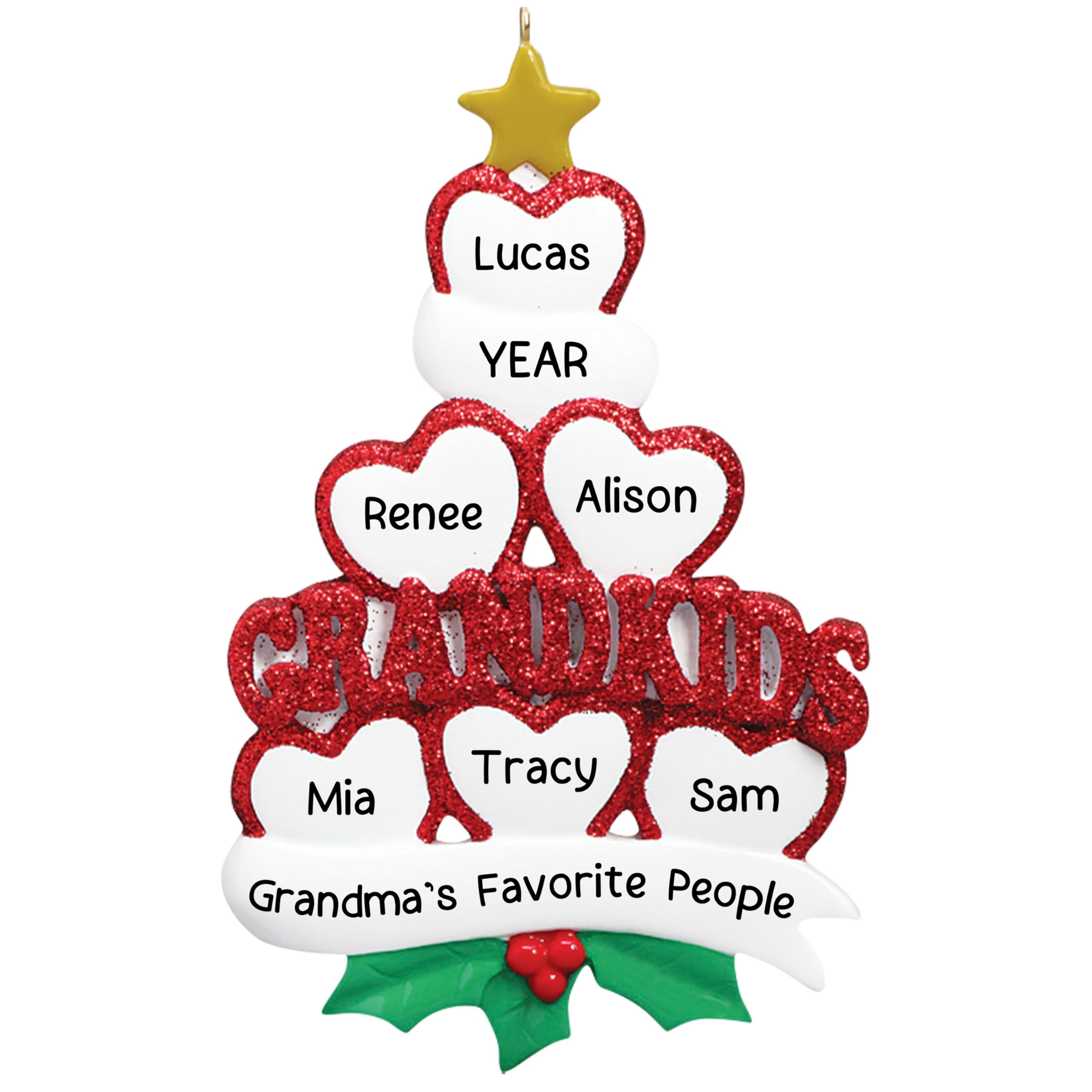 Holiday Traditions Multicolor Personalised 6 Grandkids Ornament 2025 – Fast & Free 24H Customisation – Grandparents Christmas Ornaments For Tree – Custom Gift Wrapped Family Of 6 Keepsake For Grandma, Grandpa, Grandchildren