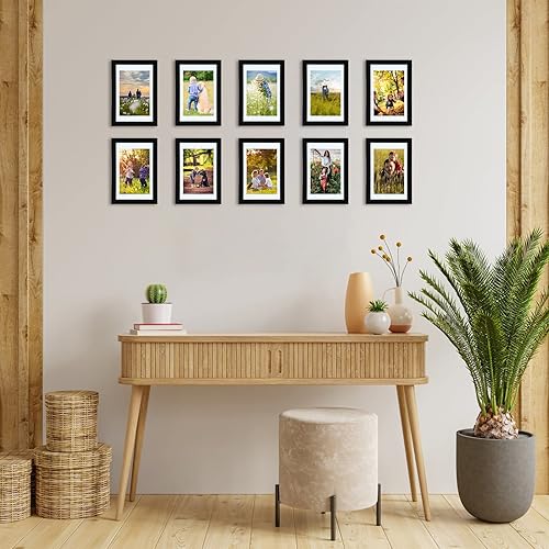 Miniatura 4 de Giftgarden Juego de 10 portarretratos de 4 x 6, mate a fotos de 3.5 x 5 con paspartú o fotos de 6 x 4 sin paspartú, marcos negros múltiples para