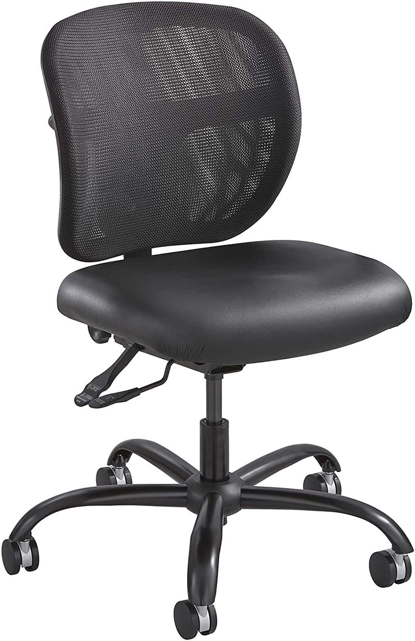 Safco Vue Intensive-Use Big and Tall Office Chair, Ergonomic and Height-Adjustable Swivel Seat with Breathable Mesh Back, Heavy-Duty Powder-Coated Base