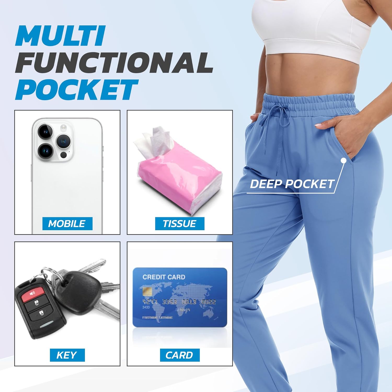 4 Pack Joggers for Women - Sweatpants with Pockets Lightweight Comfy Yoga Pants for Workout Travel Lounge - Image 4