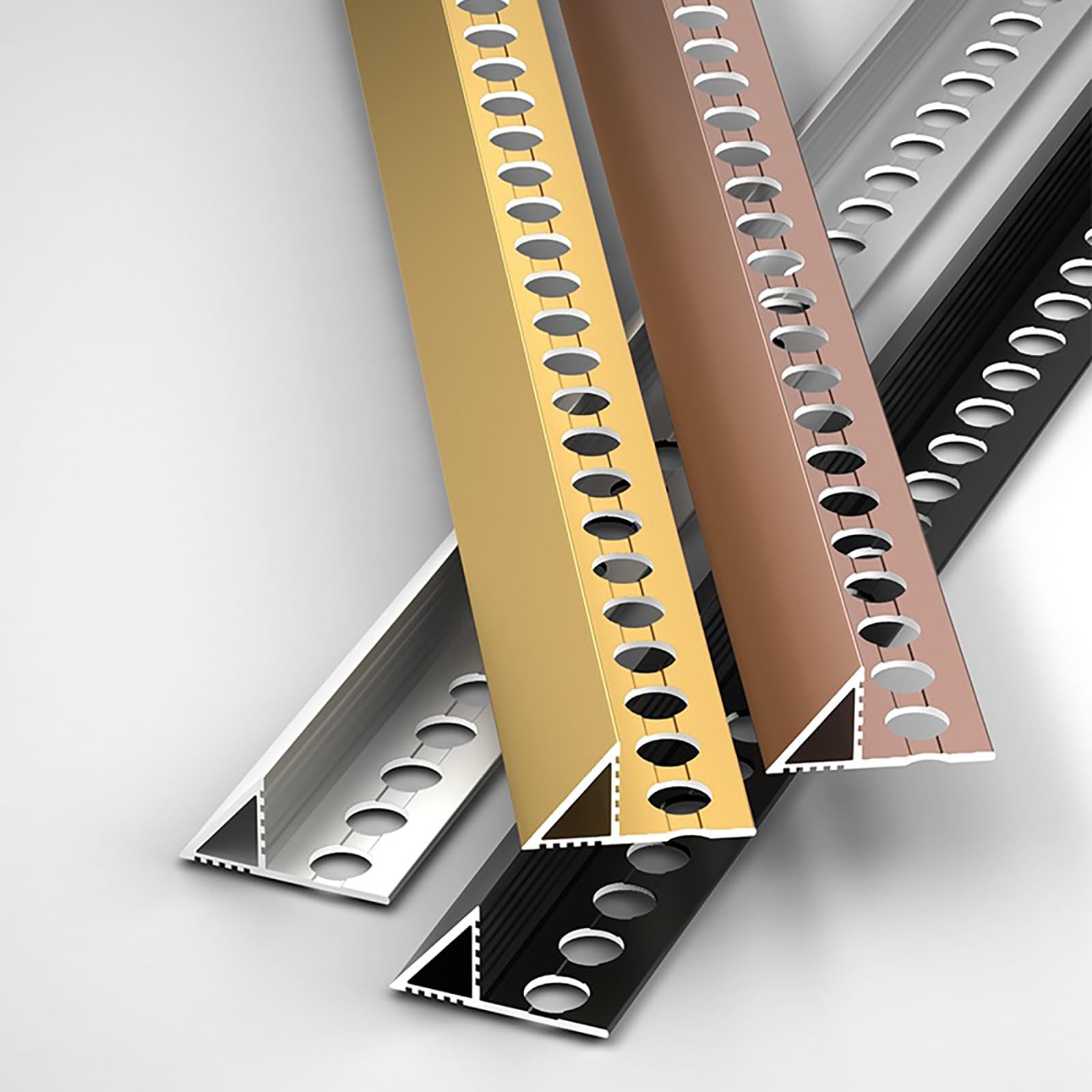 Perfil De Aluminio Anodizado para Protección De Bordes De Baldosas 2 Piezas* 125 Cm Tira Final para Esquinas De Baldosas Ideal para Paredes Y Suelos En Baño(Black,Width:12.5mm)