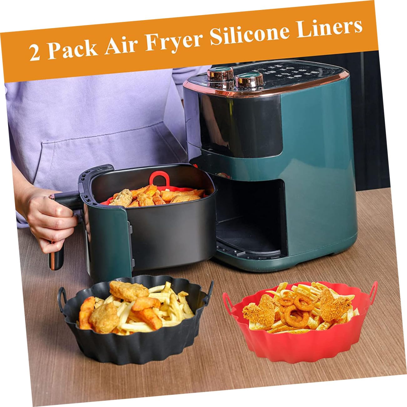 Ipetboom 2pièces Tapis de Cuisson Antiadhésif Silicone pour Friteuse à Air Chaud Réutilisable et Résistant Chaleur Lot