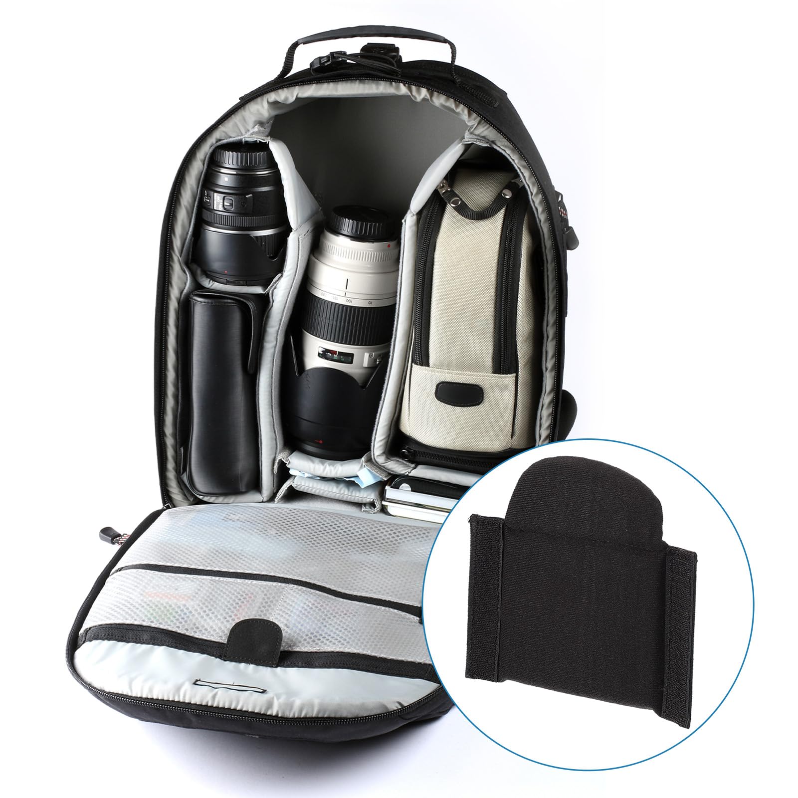 PATIKIL Divisor de Bolsa de Cámara, 4Pcs 16,5cm x 16cm x 1,4cm Almohadilla Separadora A Prueba de Golpes para Bolsa de Cámara Protectora de Lentes para Cámara Organizadora Universal, Negro