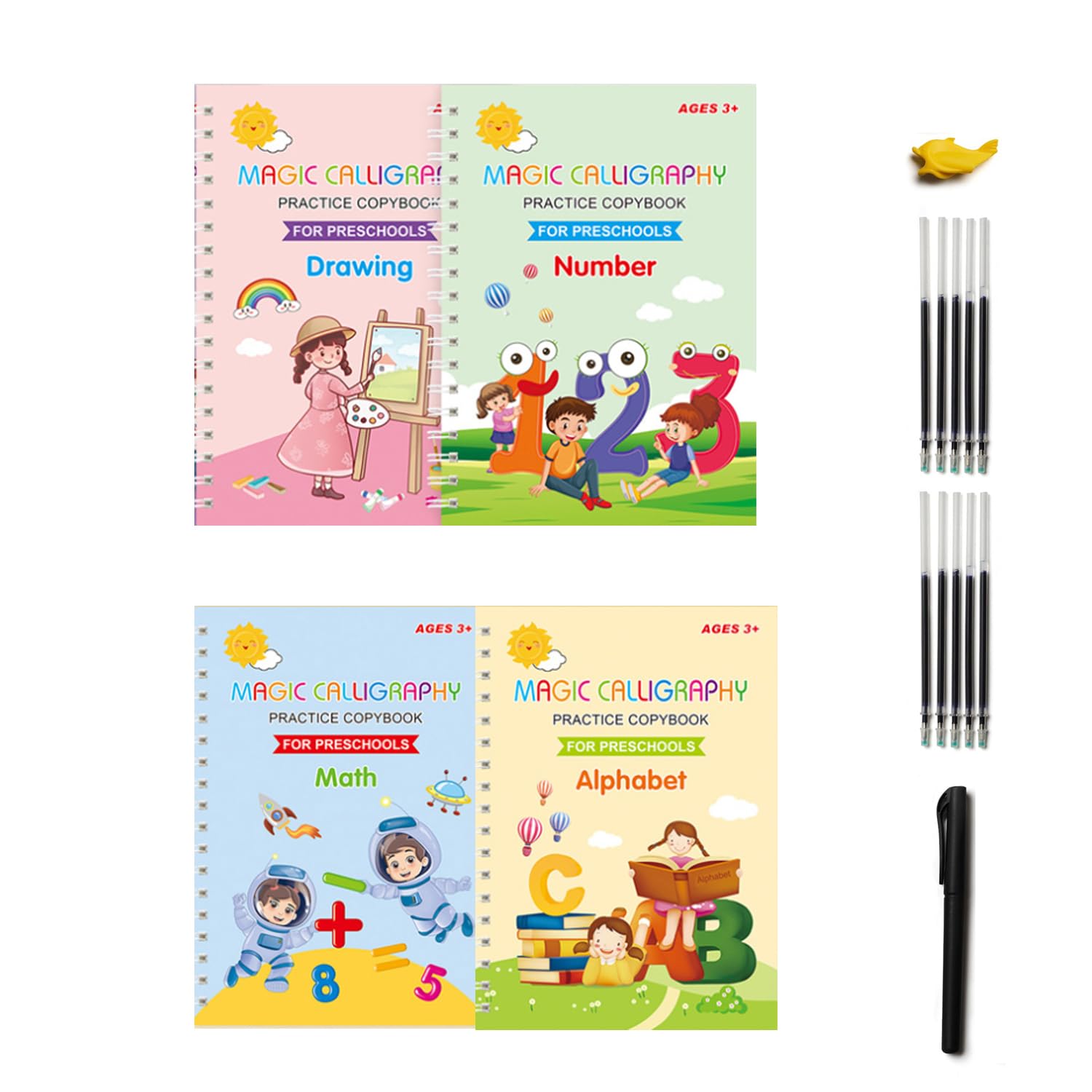 Amazon.com: Grooved Handwriting Books for Kids Age 3-8 Reusable Magic ...