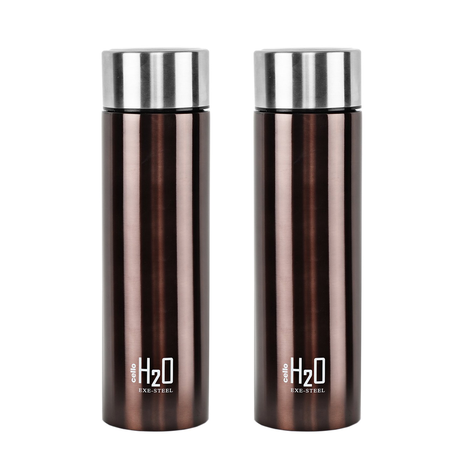 Cello H2O Stainless Steel Water Bottle Set, 1 Litre, Set of 2, Brown (B07F5S6LR4) Amazon Price History, Amazon Price Tracker