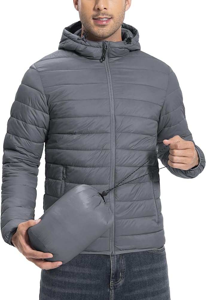Mens lightweight puffer jacket with hood Clearance