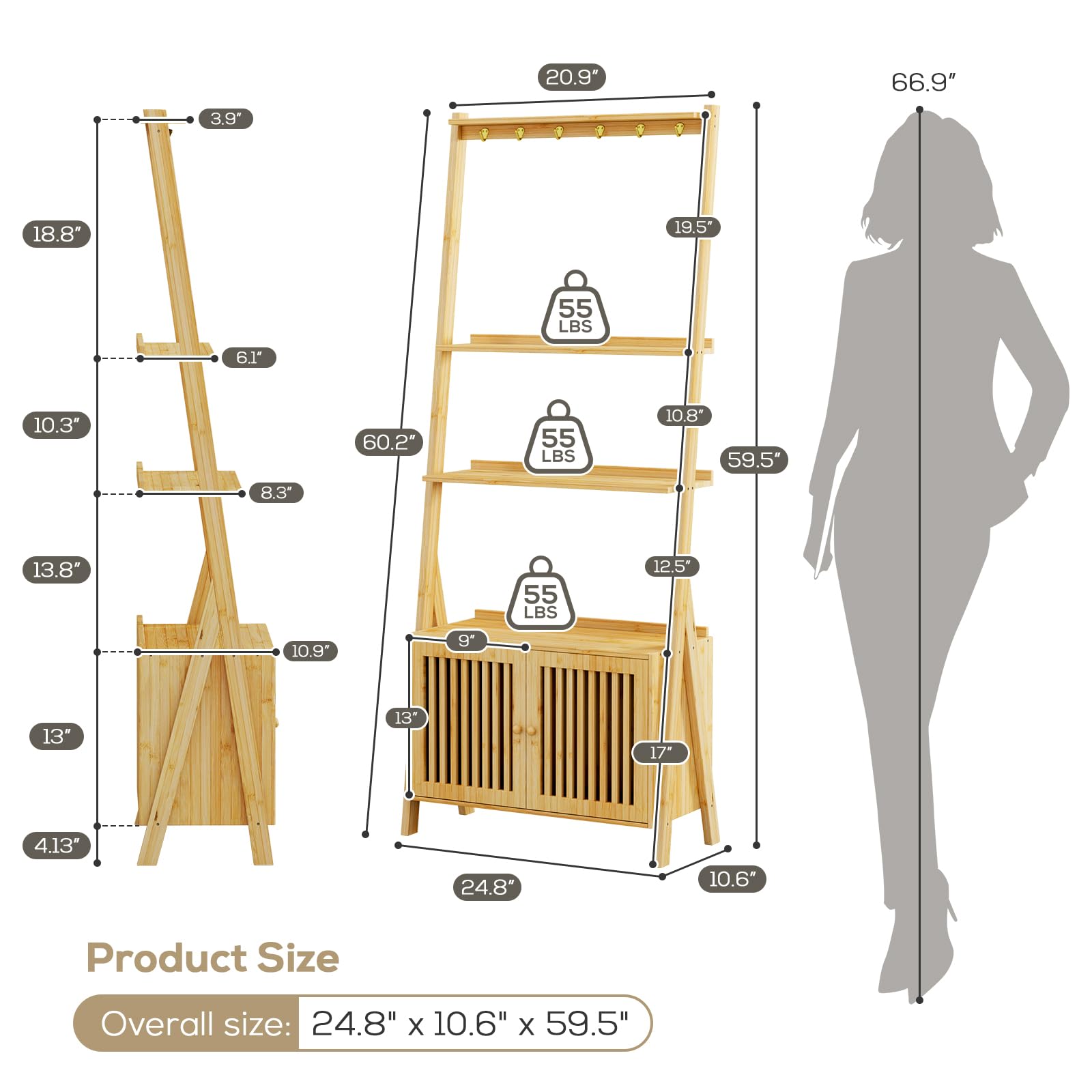 Amazon.com: Bookcase with Drawers, 4-Tier Bamboo Bookshelf Ladder