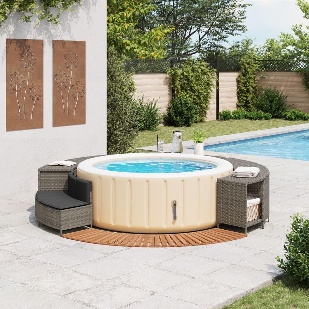 Genérico Borde bañera hidromasaje Madera Acacia y ratán sintético Gris,Casa y jardín,Piscina y SPA,Accesorios para Piscinas y SPA,365615