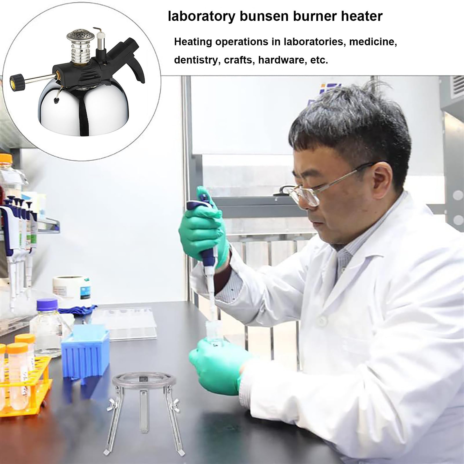 Mechero Bunsen de Laboratorio, Mini Estufa de Gas para Exteriores, Temperatura: 1300 °C, para Calentar/soldar, Equipo de Laboratorio Dental, Herramientas de Cocina al Aire Libre