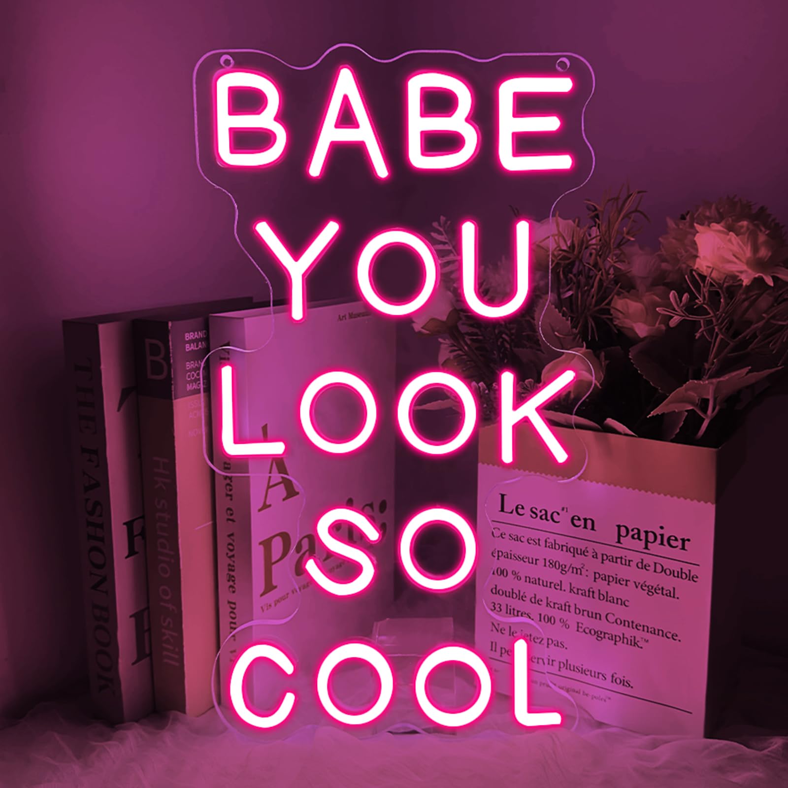 Babe You Look So Cool Neon Sign Letter LED Lettering Lights Personalized Neon Signs for Wall USB Light for Home Bedroom Living Room Kitchen Gifts — image 1
