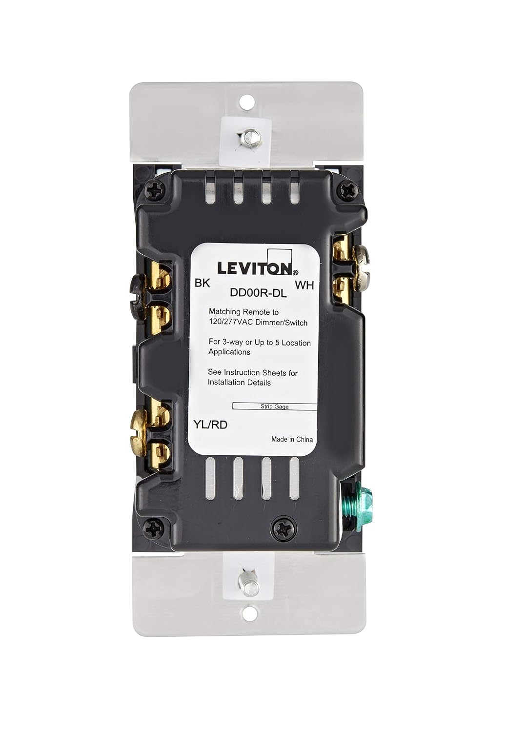 Leviton Decora Smart Dimmer Switch Companion for Multi-Location Dimming with Locator LED, 120/277VAC, 60Hz, DD00R-DLZ