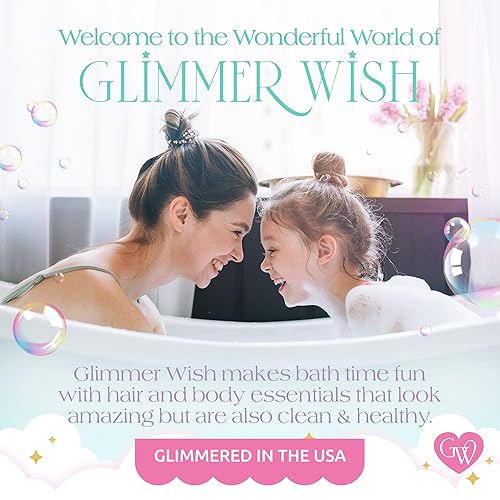 Miniatura 7 de Glimmer Wish Acondicionador Mermaid Kids sin parabenos ni sulfatos para cabello fuerte y liso, cuidado del cabello de los niños, aroma tropical de