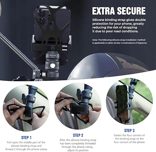 Miniatura 5 de Soporte antirrobo para teléfono de motocicleta, brazo de doble enchufe de aluminio y base de perno en U para bicicletascuatrimotosmotos de nieve,