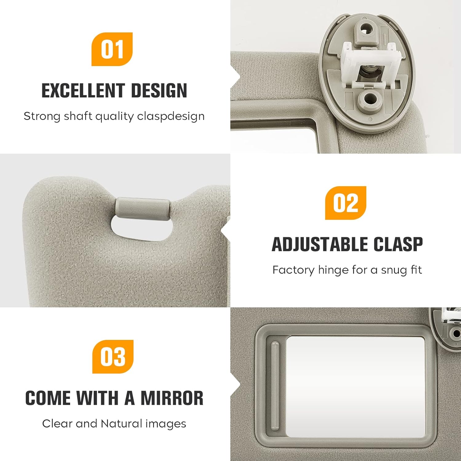 Left & Right Driver Passenger Side Sun Visor for Toyota Venza 2009 2010 2011 2012 2013 2014 2015 2016, Replace for 74320-0T022-B1,74310-0T022-B1, Beige Left & Right Side Sun Visor with Light