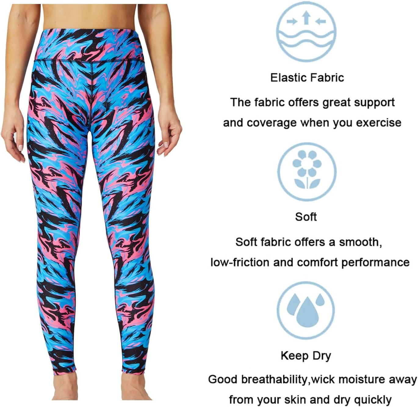 UIUO-UIPEU Women's Printed Yoga Pants with Pockets 7/8 Workout Leggings for Women Tummy Control Compression Leggings image 5