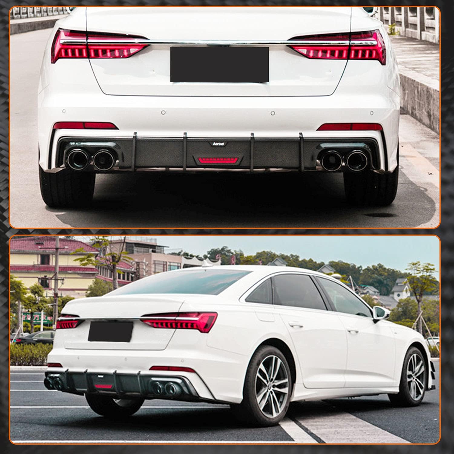 Carbon Fiber Rear Bumper Diffuser Fits for Audi A6&A6 Quattro C8 Sedan 4-Door 2020-2021 Factory Outlet Lower Bumper Lip Spoiler Body Kit