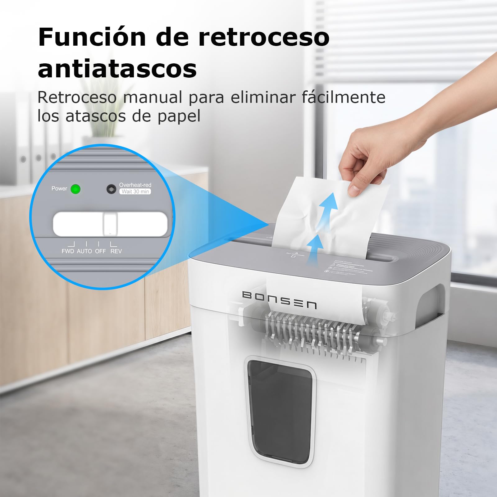 Destructora de Papel microcorte BONSEN P-4 de 6 Hojas, con Papelera de 16L | Destructora de papel y tarjetas de crédito con protección contra sobrecalentamiento, ideal para el hogar y la oficina S5201-W