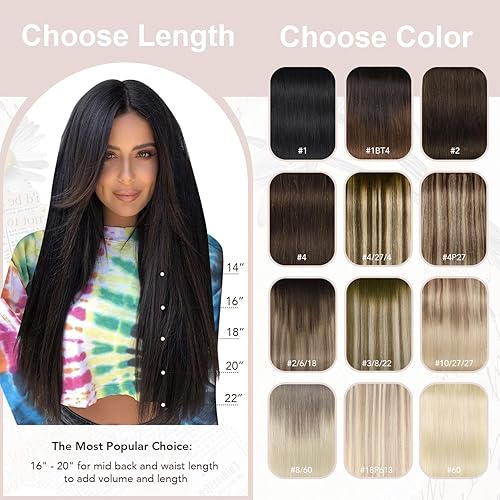 Miniatura 9 de XDhair Extensiones de cabello humano Remy con pinzas, color marrón medio #4 mezclado a rubio caramelo #27, cabello real de seda, 3.53 onzas, 6