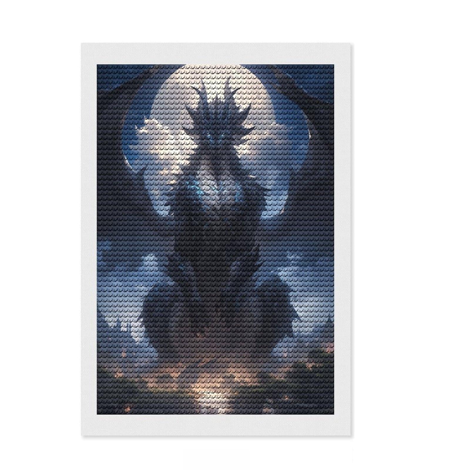Junmoney Moonlight Dragon Anime Art Diamond Style Art Kit 8"x12", Christmas Gift, for Family Craft Time, Vintage Style Decor, Creative Gift Idea