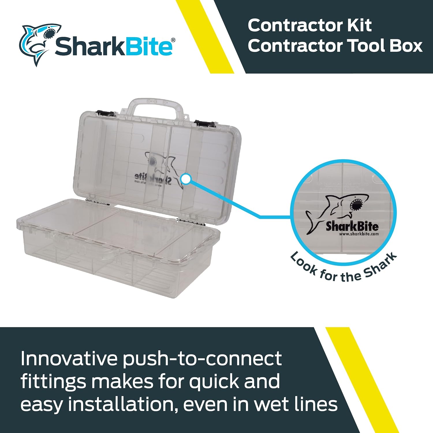 SharkBite Contractor Tool Box, Heavy Duty Plastic Ideal for Fittings, U3001A